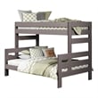 Pemberly Row Twin Full Bunk Bed with Ladder Brazilian Pine Gray Solid Wood