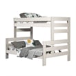 Pemberly Row Twin Full Bunk Bed with Ladder Brazilian Pine White Solid Wood