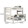Pemberly Row Twin Full Bunk Bed with Ladder Brazilian Pine White Solid Wood