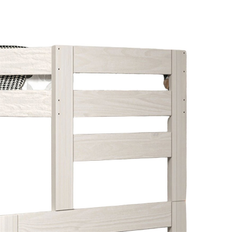 Pemberly Row Twin Full Bunk Bed with Ladder Brazilian Pine White Solid Wood
