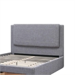Pemberly Row Queen Size Bed with Storage Footboard Gray Faux Linen Upholstery