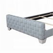 Pemberly Row King Size Bed Light Teal Blue Chenille Gray Panel Headboard