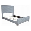 Pemberly Row King Size Bed Light Teal Blue Chenille Gray Panel Headboard