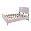 Pemberly Row Full Size Bed Sleek Panel Headboard Gloss Pink Chevron Pattern