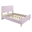 Pemberly Row Full Size Bed Sleek Panel Headboard Gloss Pink Chevron Pattern