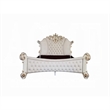 Pemberly Row King Size Bed Ivory Faux Leather Victorian Carved Pearl White