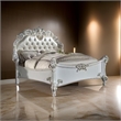 Pemberly Row California King Bed Pearl White Faux Leather Victorian Carved