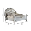 Pemberly Row California King Bed Pearl White Faux Leather Victorian Carved