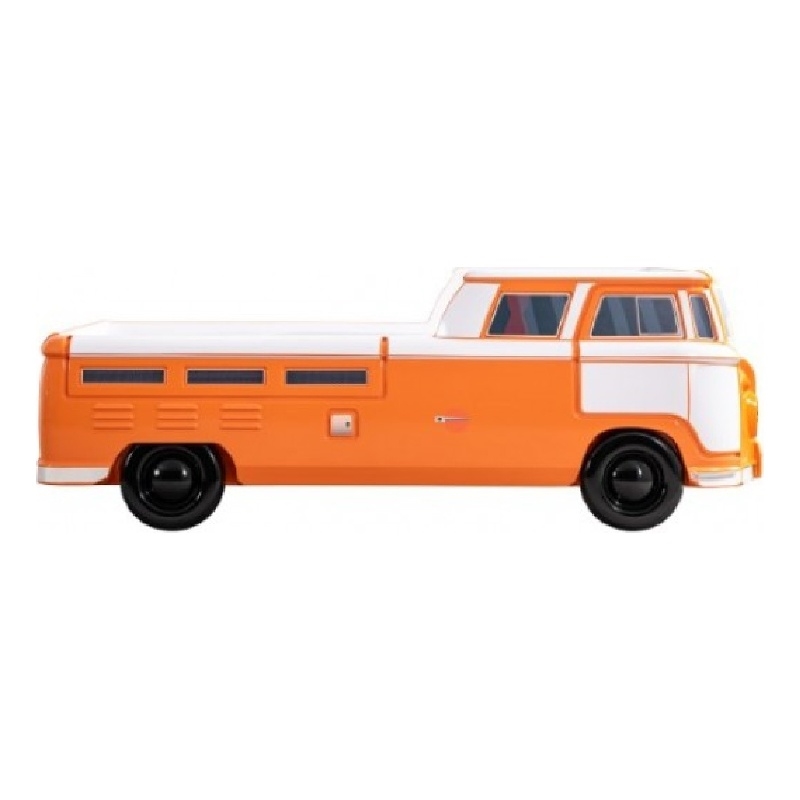 Pemberly Row Bus Twin Bed Peace Sign LED Lights and Sound Effects Orange