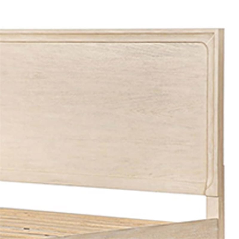 Pemberly Row Queen Bed Footboard Storage Drawers Light Oak Brown Solid Wood
