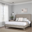 Pemberly Row Queen Size Bed Upholstered Headboard Gray Fabric Solid Wood