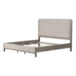 Pemberly Row Queen Size Bed Upholstered Headboard Gray Fabric Solid Wood