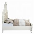 Pemberly Row King Size Bed Ornate Vintage White Tufted Beige Faux Leather