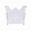 Pemberly Row King Size Bed Ornate Carving Platinum Faux Leather Upholstery