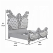 Pemberly Row King Size Bed Ornate Carving Platinum Faux Leather Upholstery