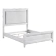 Pemberly Row King Bed Upholstered LED Headboard Modern White Acacia Wood