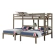 Pemberly Row Triple Twin Bunk Bed Built In Nightstand and USB Port Gray Wood