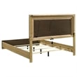 Pemberly Row Queen Size Bed Natural Brown Hardwood LED Backlit Headboard