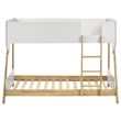 Pemberly Row Low Profile Twin Bunk Bed with Guardrails White Natural Wood