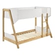 Pemberly Row Low Profile Twin Bunk Bed with Guardrails White Natural Wood