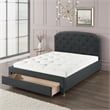Pemberly Row King Size Bed in Charcoal Gray Upholstery Footboard Storage Drawer