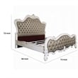 Pemberly Row Queen Bed Classic White Carved Frame Tufted Gray Faux Leather