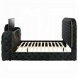 Pemberly Row King Size Bed with LED Fireplace TV Lift Stand Black Velvet