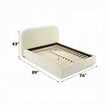 Pemberly Row Queen Bed Low Profile Footboard Plush Beige Upholstered Panel