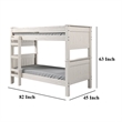 Pemberly Row Twin Twin Bunk Bed with Ladder Brazilian Pine Solid Wood White