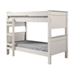 Pemberly Row Twin Twin Bunk Bed with Ladder Brazilian Pine Solid Wood White