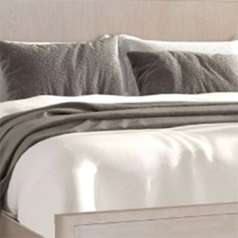 Pemberly Row King Bed Rounded Edges White Wash Brown Solid Rubberwood Frame
