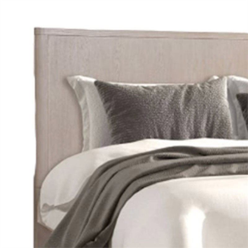 Pemberly Row Queen Size Bed Rounded Edges White Wash Brown Rubberwood Frame