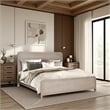 Pemberly Row Queen Bed Rounded Edges in Natural Oak Beige Solid Rubberwood