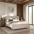 Pemberly Row Queen Bed Rounded Edges in Natural Oak Beige Solid Rubberwood