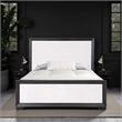 Pemberly Row King Size Bed Modern Upholstered in Black and White Solid Wood