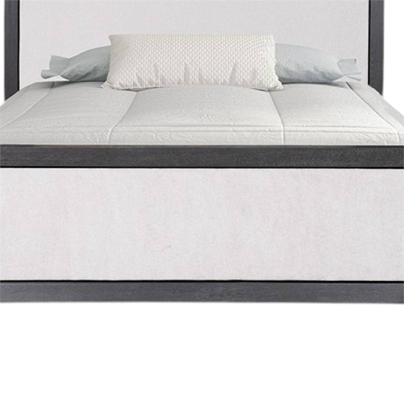 Pemberly Row King Size Bed Modern Upholstered in Black and White Solid Wood