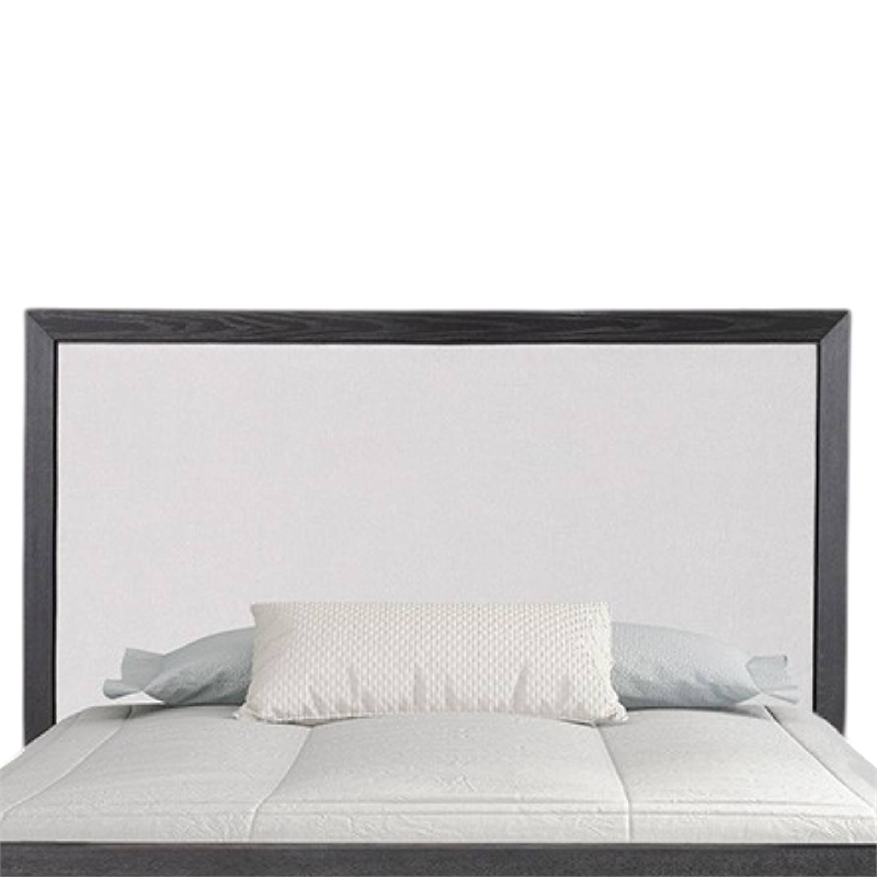 Pemberly Row King Size Bed Modern Upholstered in Black and White Solid Wood