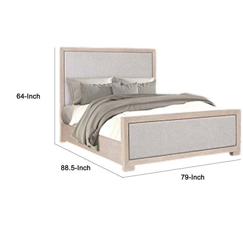 Pemberly Row King Size Bed Modern Upholstered in Tawny Brown Gray Solid Wood
