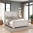 Pemberly Row Queen Size Bed Modern Upholstered in Tawny Brown Gray Solid Wood