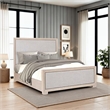 Pemberly Row Queen Size Bed Modern Upholstered in Tawny Brown Gray Solid Wood