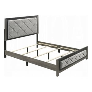 Pemberly Row King Bed with Gray Diamond Button Tufted Upholstery Modern Gray