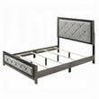 Pemberly Row King Bed with Gray Diamond Button Tufted Upholstery Modern Gray
