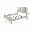 Pemberly Row Queen Size Bed with LED in Pearl White Gray Boucle Upholstered