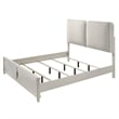 Pemberly Row Queen Size Bed with LED in Pearl White Gray Boucle Upholstered
