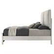 Pemberly Row Queen Size Bed with LED in Pearl White Gray Boucle Upholstered