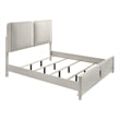 Pemberly Row Queen Size Bed with LED in Pearl White Gray Boucle Upholstered