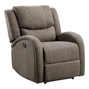 Pemberly Row 38 Inch Power Reclining Accent Chair in Brown Chenille Solid Wood