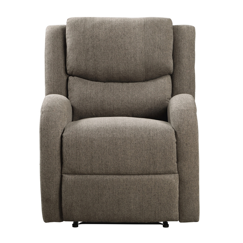 Pemberly Row 38 Inch Power Reclining Accent Chair in Brown Chenille Solid Wood