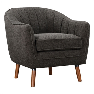 Pemberly Row 31&quot Plush Accent Chair Armchair in Gray Polyester Brown Solid Wood
