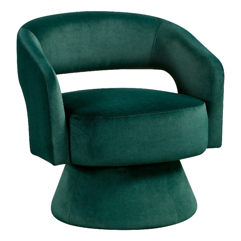 Pemberly Row Swivel Accent Chair in Emerald Green Round Base Soft Foam Cushion